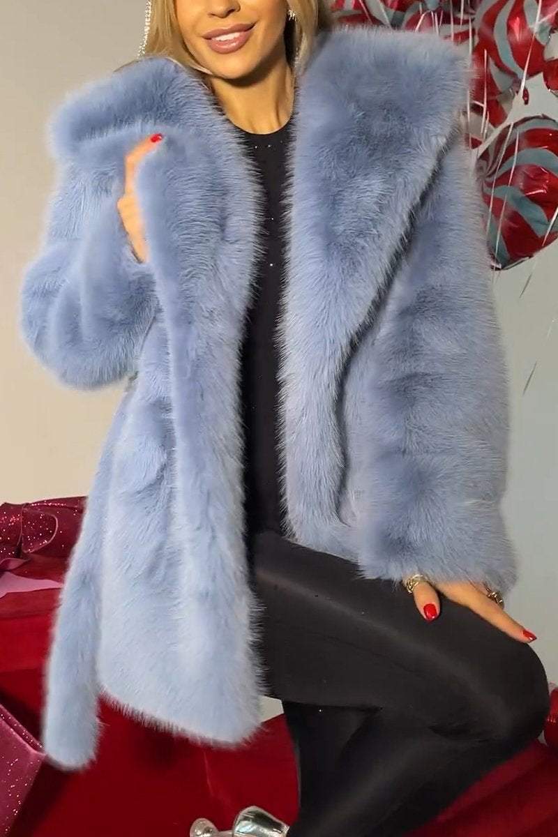 Autumn And Winter Elegant Hooded Fur Coat - Sexy B