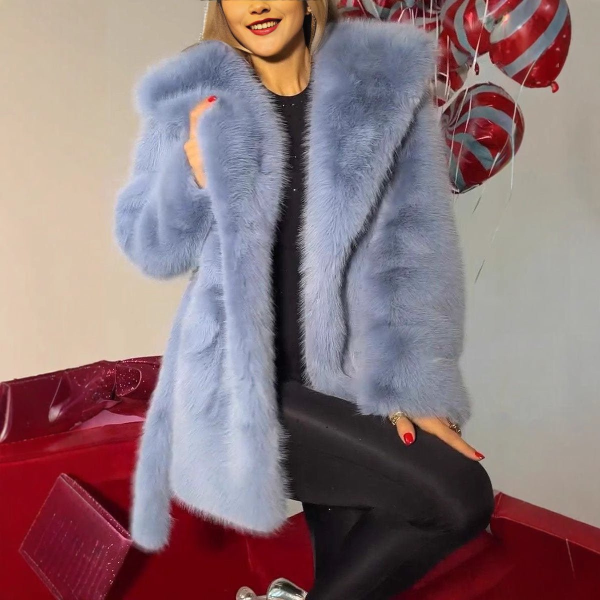 Autumn And Winter Elegant Hooded Fur Coat - Sexy B