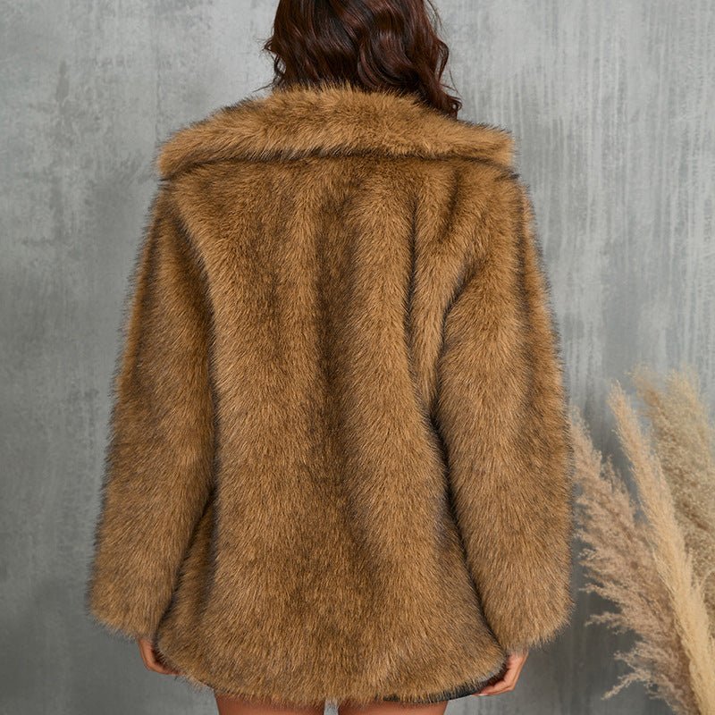 Autumn And Winter Fur Collar Coat - Sexy B