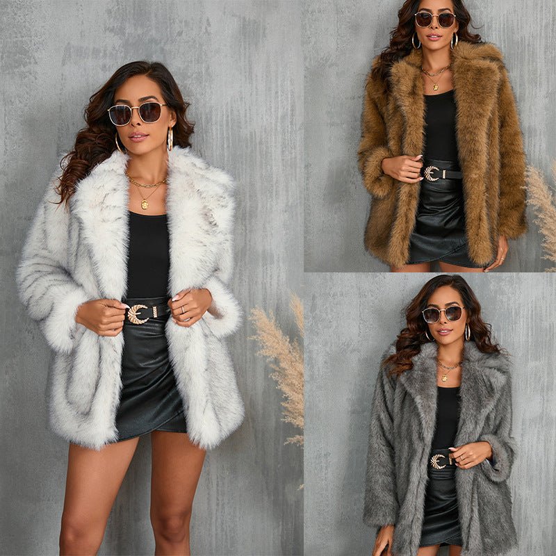 Autumn And Winter Fur Collar Coat - Sexy B