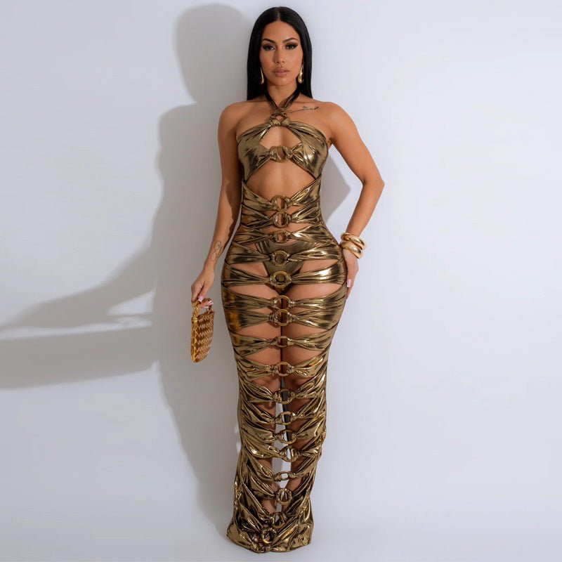 Backless Metallic Dress - Sexy B