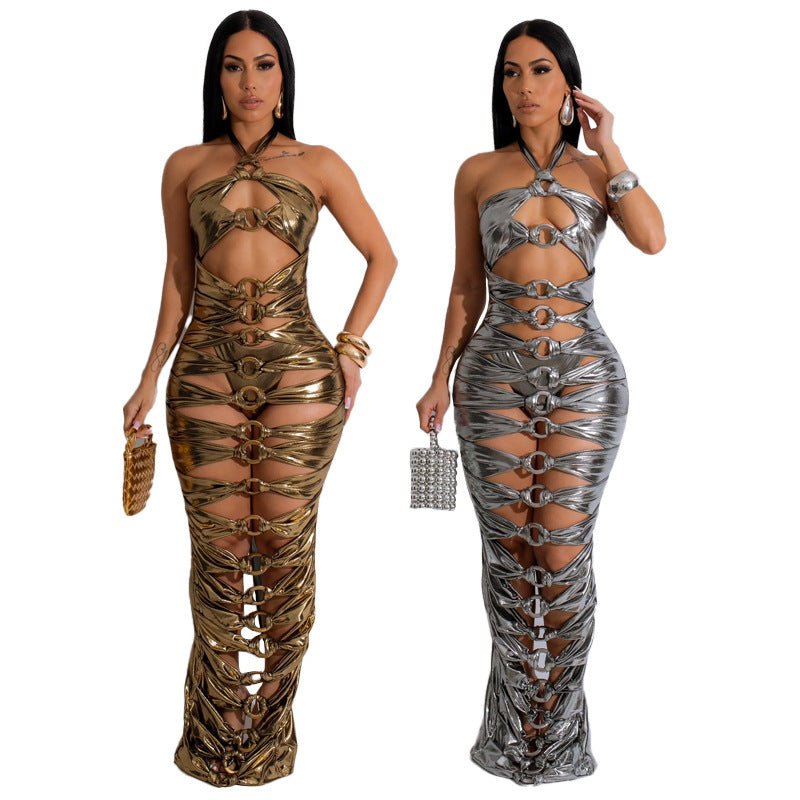 Backless Metallic Dress - Sexy B