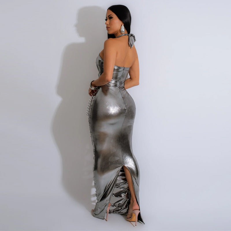 Backless Metallic Dress - Sexy B
