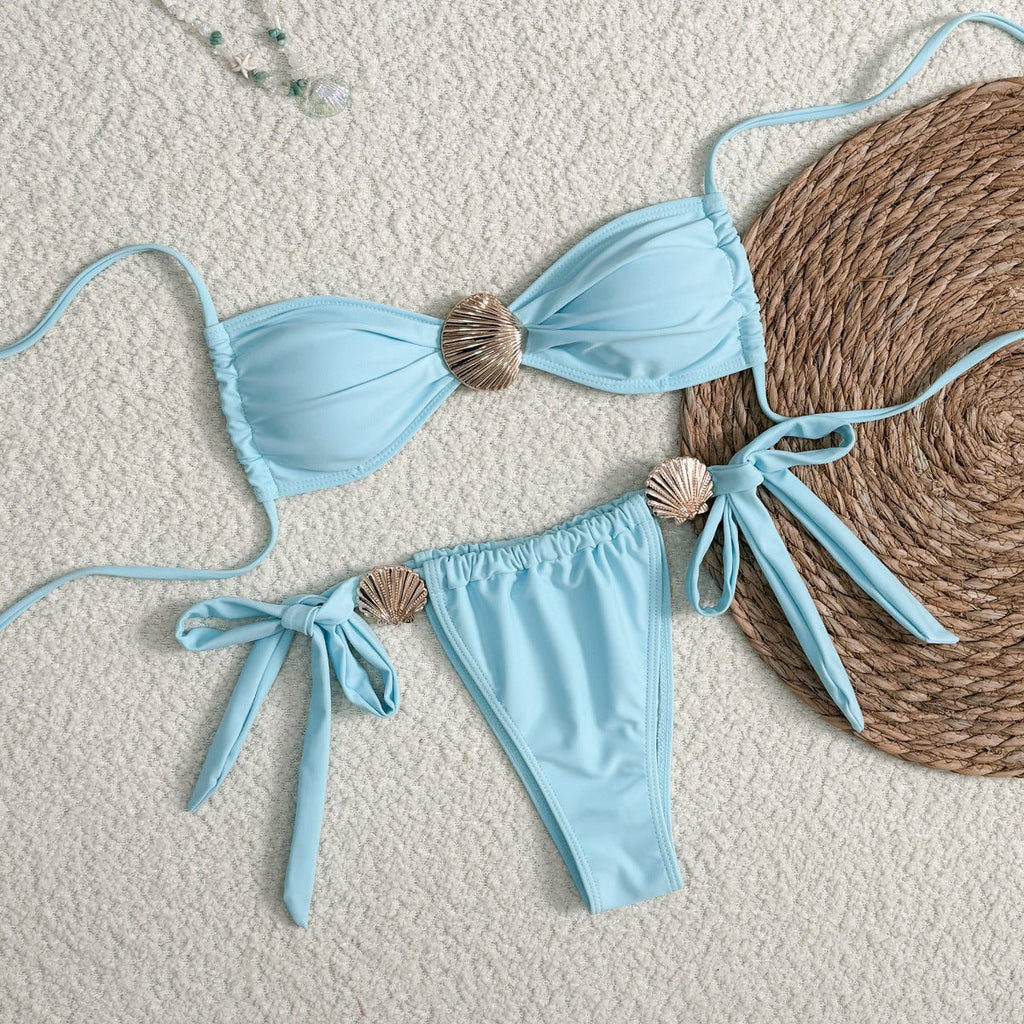 Bikini Sexy Metal Shell High Waist - Sexy B