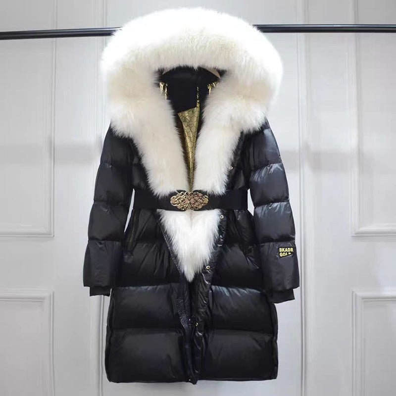 Black Golden Lock Warm Fox Fur Jacket - Sexy B