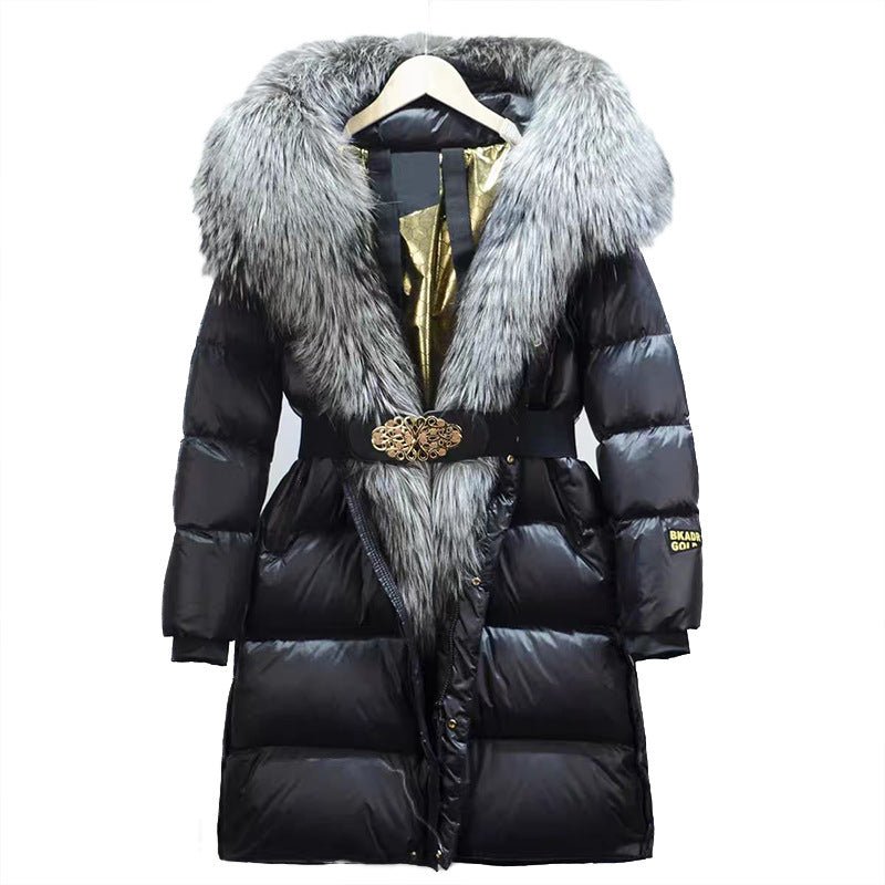 Black Golden Lock Warm Fox Fur Jacket - Sexy B