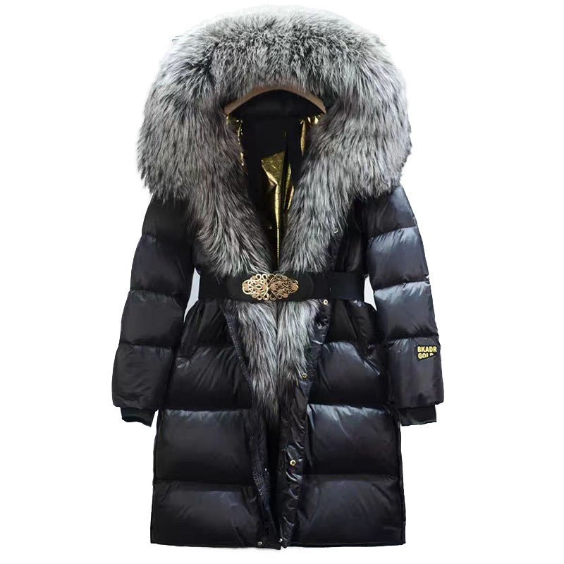 Black Golden Lock Warm Fox Fur Jacket - Sexy B