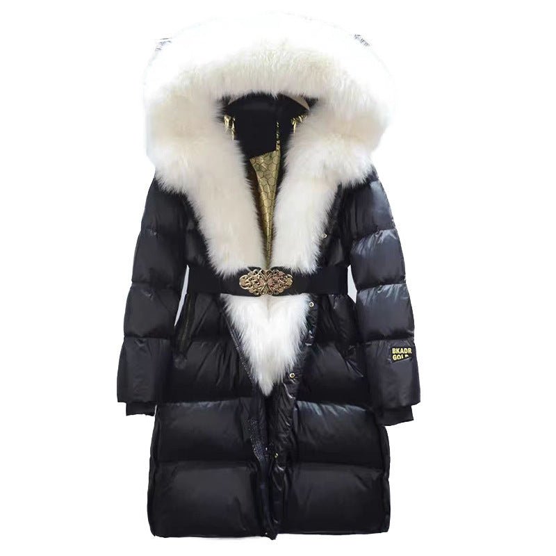 Black Golden Lock Warm Fox Fur Jacket - Sexy B