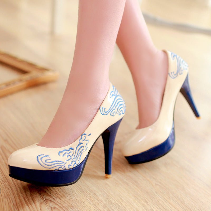 Blue and white porcelain high heels - Sexy B