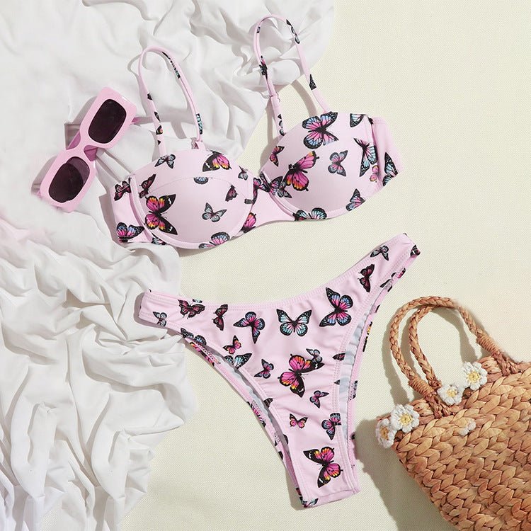 Butterfly Print Bikini Swimsuit - Sexy B