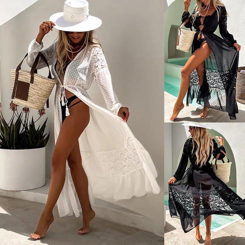 Chiffon Stitching Bikini Outwear - Sexy B