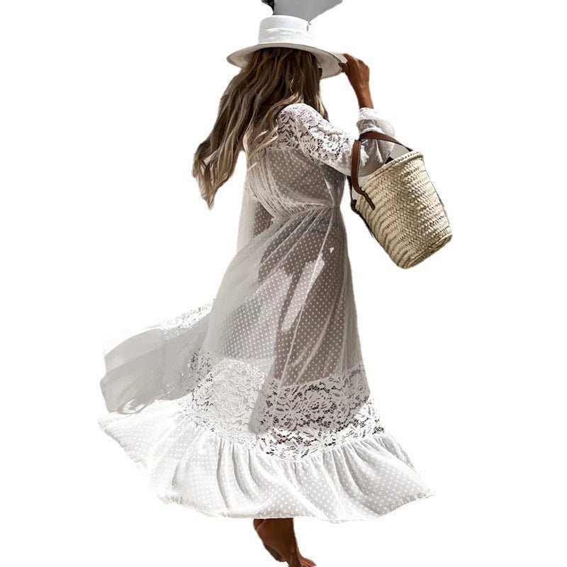 Chiffon Stitching Bikini Outwear - Sexy B