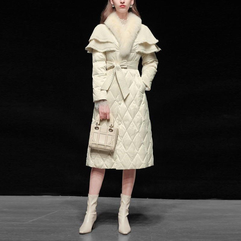 Elegant Down Jacket With Fur Collar - Sexy B