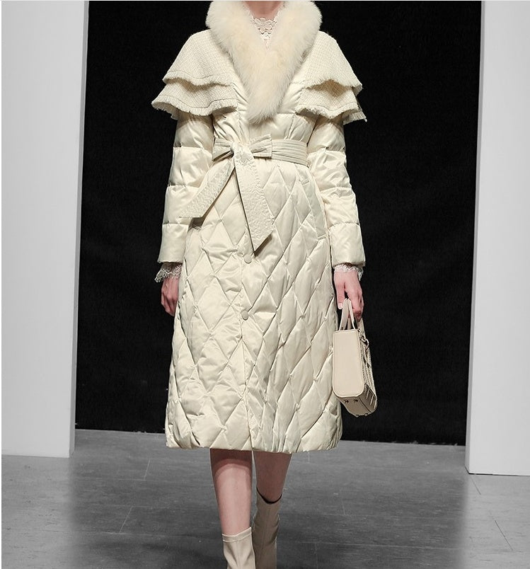 Elegant Down Jacket With Fur Collar - Sexy B