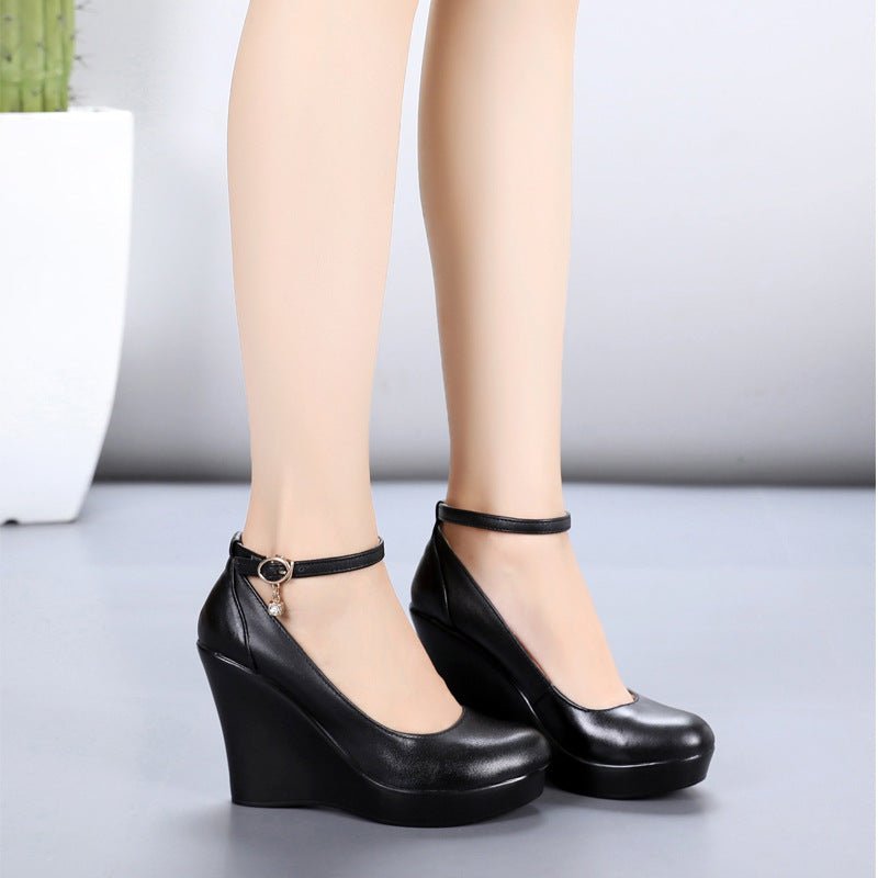 Fashion Ankle Strap High Wedges Platform Pumps - Sexy B