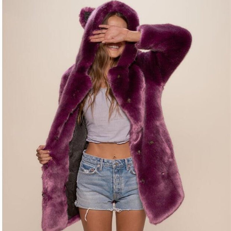 Faux Fur Coats Hooded Outwear - Sexy B
