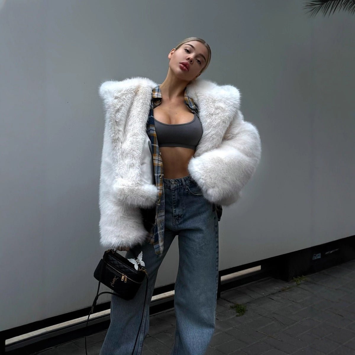 Hooded Faux Fur Coat - Sexy B