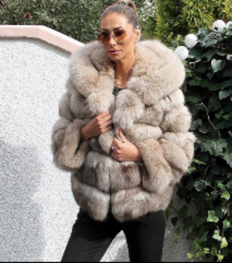 Hooded Patchwork Fur jacket - Sexy B