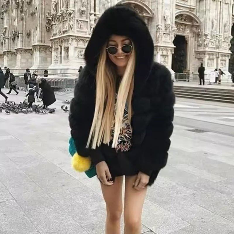 Hooded Patchwork Fur jacket - Sexy B
