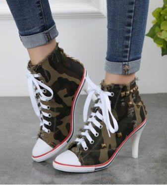 Round Toe Denim High Heels - Sexy B