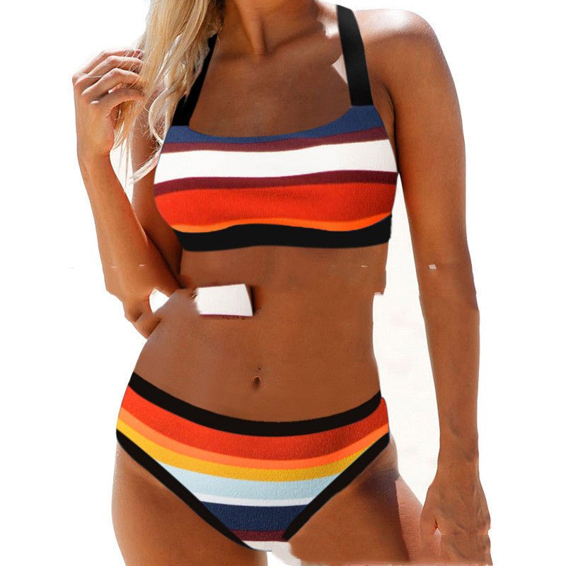 Sexy Tube Top Multicolor Swimsuit - Sexy B