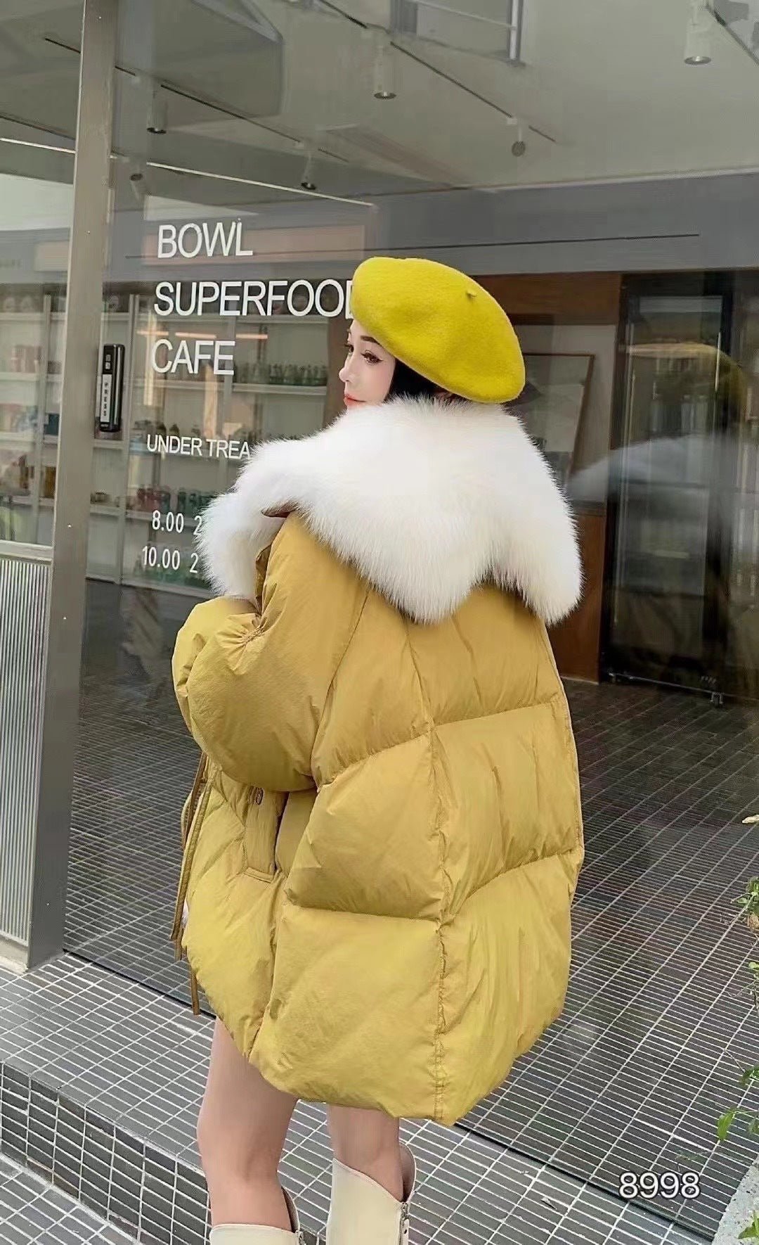 Short Big Fur Collar Coat - Sexy B