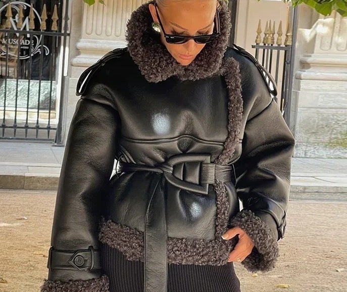 Waist Belt Fur Jacket - Sexy B