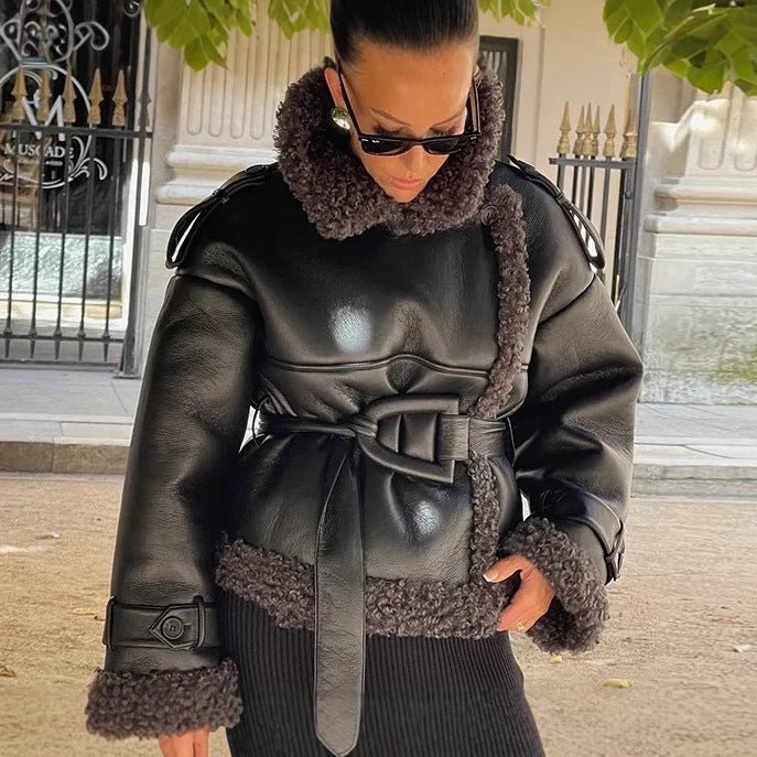Waist Belt Fur Jacket - Sexy B