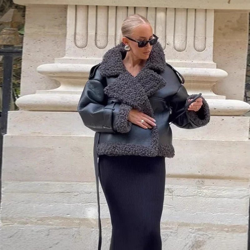 Waist Belt Fur Jacket - Sexy B