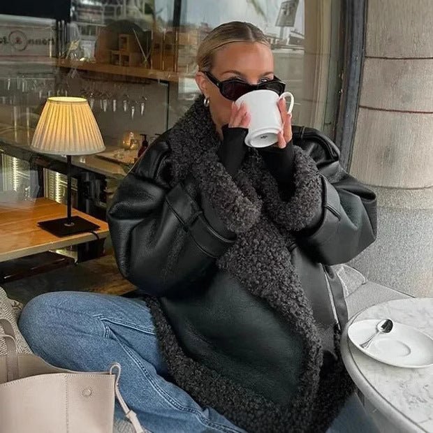 Waist Belt Fur Jacket - Sexy B