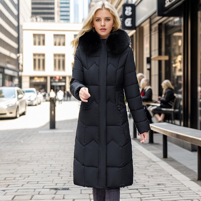 Winter Long Coat With Thickened Fur Collar - Sexy B